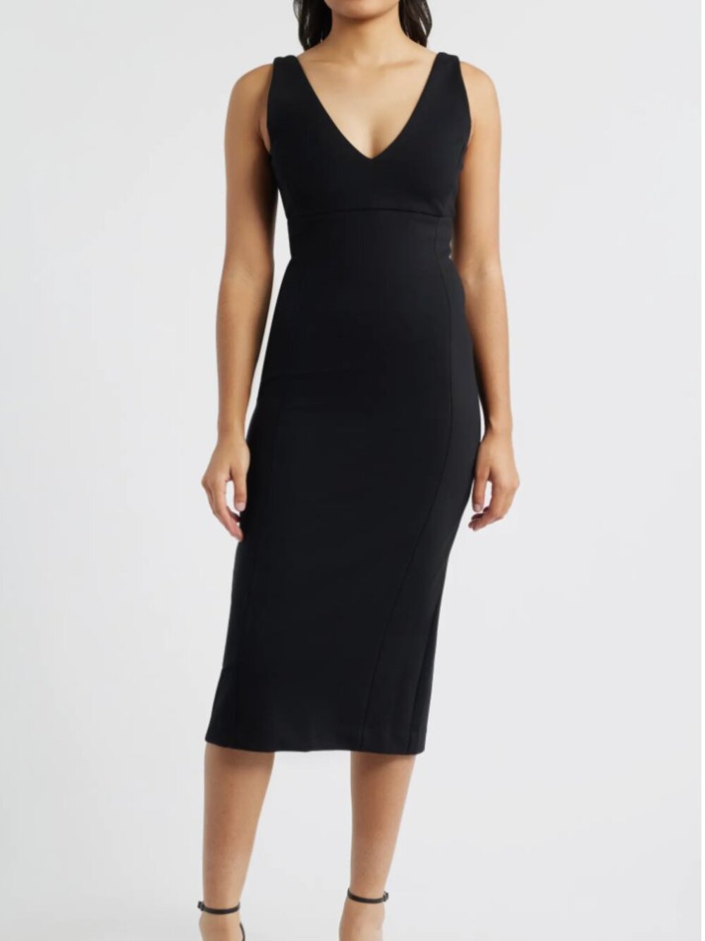 SPANXshape Ponte V-Neck Sleeveless Midi Dress sz S